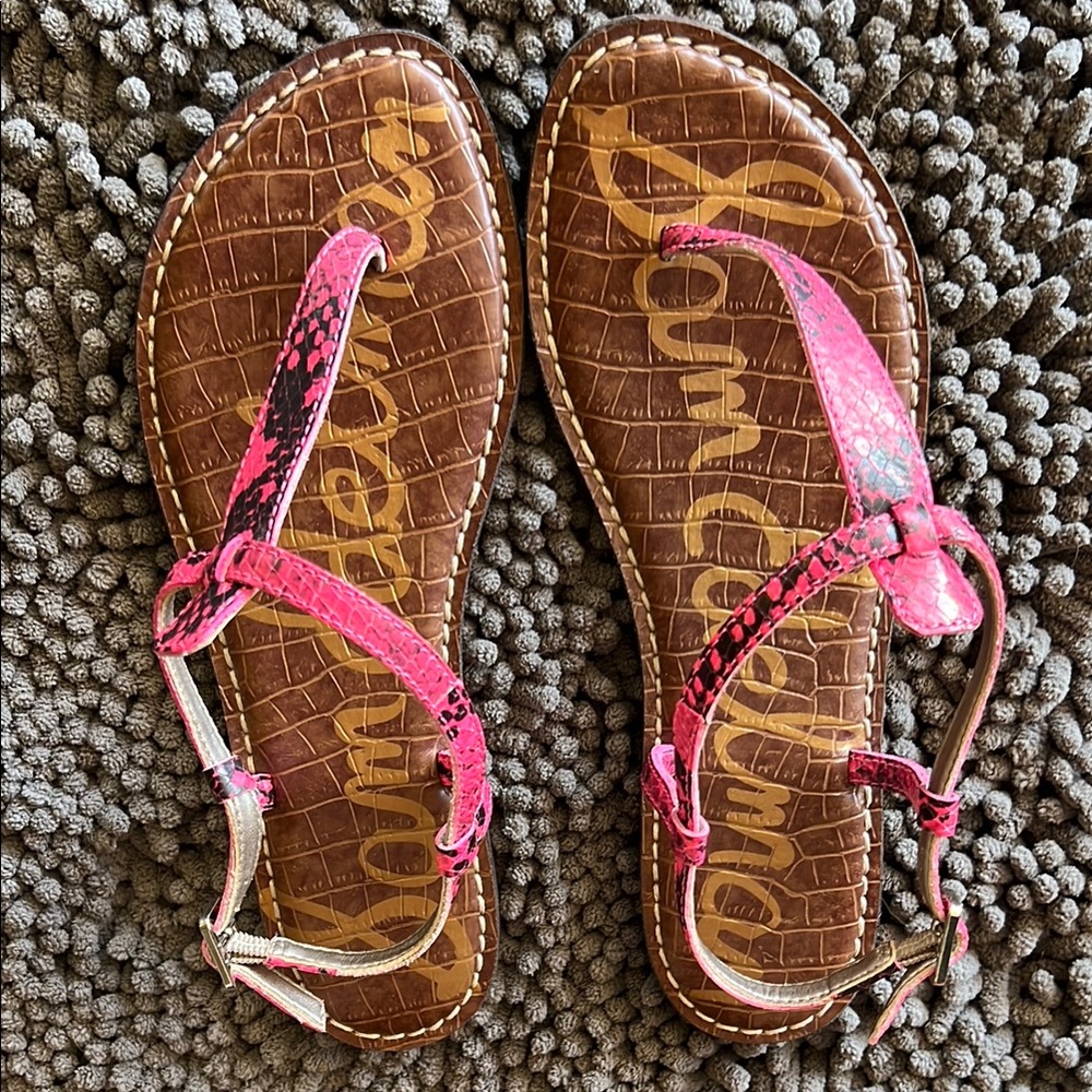 Sam Edelman Pink Snakeprint Sandals